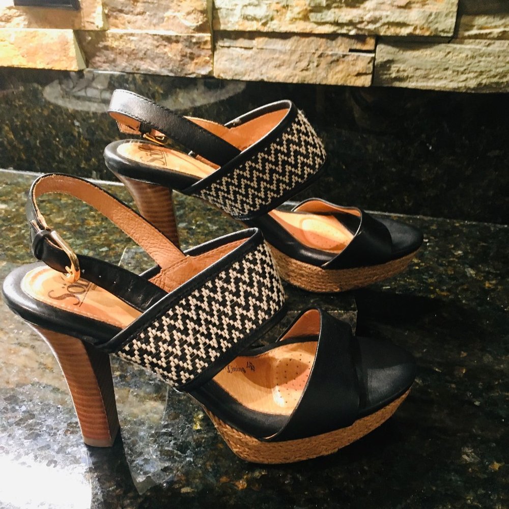 Söfft Sarita Platform Sandal, Black, Size 7M